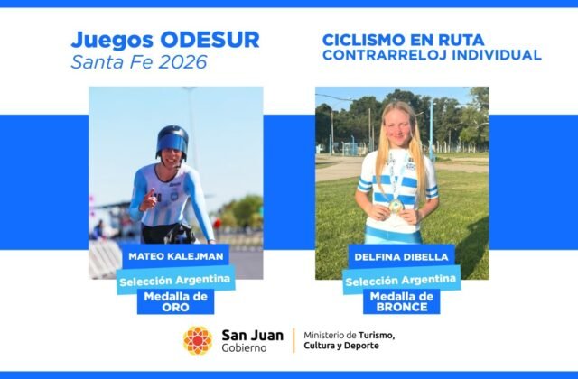 El ciclismo sanjuanino le dio dos medallas a Argentina: Oro para Mateo Kalejman y bronce para Delfina Dibella